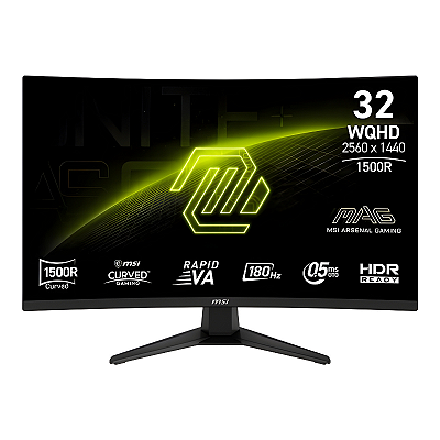 Monitor Gamer MSI MAG 31.5" E18 LED Curvo 1500R WQHD 2560X1440 180HZ 0.5MS VA - 321CQF