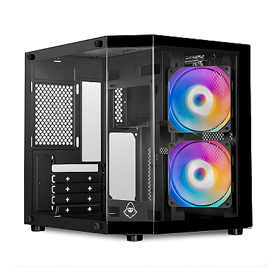 Gabinete Gamer Mancer CV700M 2 Fans S/Fonte MiniTower Lateral Vidro Preto - MCR-CV700M-BK-2F