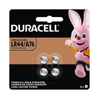 Pilha Botão Duracell Alcalina 1,5v LR44 Com 4 Pilhas Longa Duração - A76
