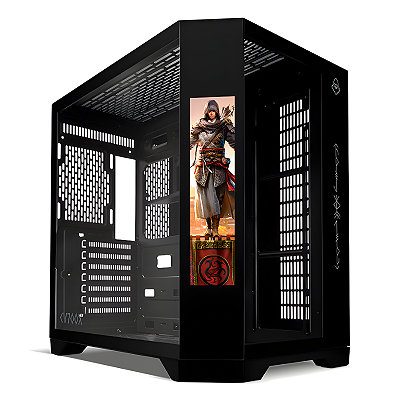 Gabinete Gamer Mancer CV700X S/Fan S/Fonte MidTower C/Tela LCD Lateral Vidro Preto - MCR-CV700X-BK