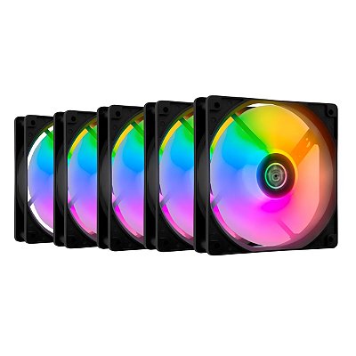 Kit 5 Fans TGT Striker Rainbow 120mm - TGT-STK5-BLRBW