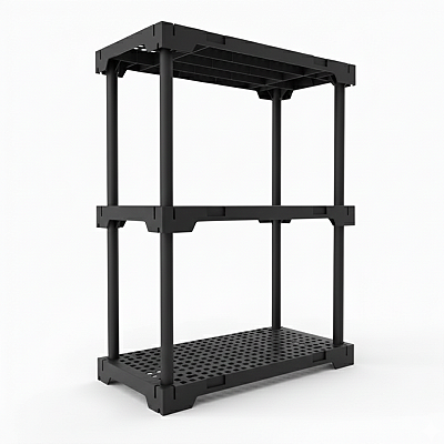 Estante 3 Prateleiras Plástica Poly Grifit Multi-Uso Preto 87x70x35