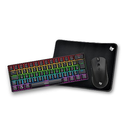 Kit Teclado Mouse e Mousepad Gamer Pichau Netuno Light Rainbow Mecânico ABNT2 4200DPI - PG-NTNL-RBW01