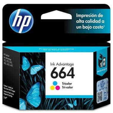 Cartucho de Tinta Original HP 664 Color F6V28AB, uso nas HP Deskjet Ink Advantage 2136 / 2676 / 3776 / 5076 / 5276. Rendimento até 100 páginas. Cartucho Original com excelente qualidade.