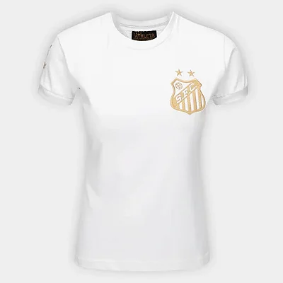 Camisa Feminina Athleta Retro do Santos Comemorativa dos Mil Gols - Branca