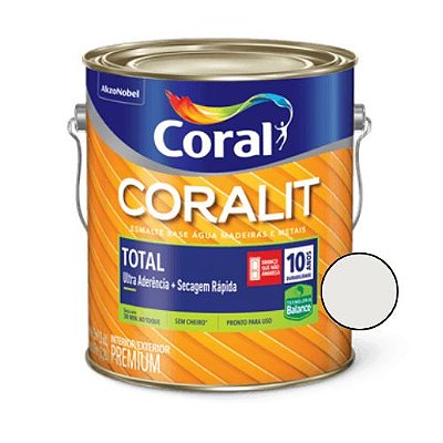 Esmalte base água Coralit Total Acetinado Branco Gelo 3,6l - Coral