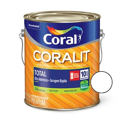 Esmalte base água Coralit Total Fosco Branco 3,6l - Coral