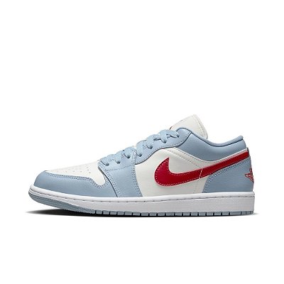 Tênis Air Jordan 1 Low Blue Grey White Dune Red - DC0774-164