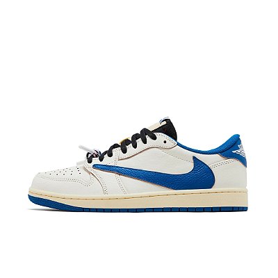 Tênis Air Jordan 1 Low x Travis Scott x Fragment Sail Military Blue - DM7866-104