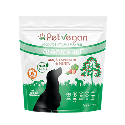 Petisco Vegano Dental Care para Cachorro Maçã, Espinafre e Menta 150 g PetVegan
