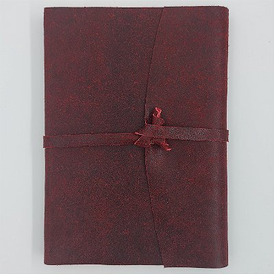 Diário em Couro Vermelho Estonado (tamanho grande)