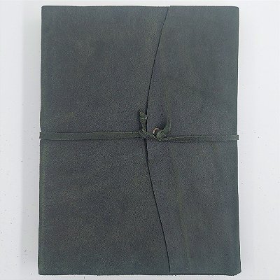 Diário em Couro Verde Musgo (tamanho extra grande)