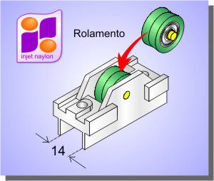 ROLDANA LINHA 25 C/ ROLAMENTO P/ JANELA