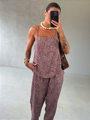 CONJUNTO JANA BLUSA+CALÇA ESTAMPADO VINHO