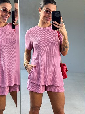 CONJUNTO BLUSA+SHORTS INARA ROSACONJUNTO BLUSA+SHORTS INARA ROSA