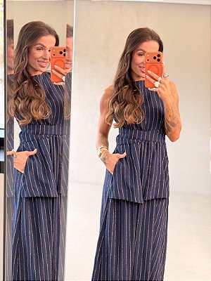 VESTIDO CRISTINA MIDI MARINHO