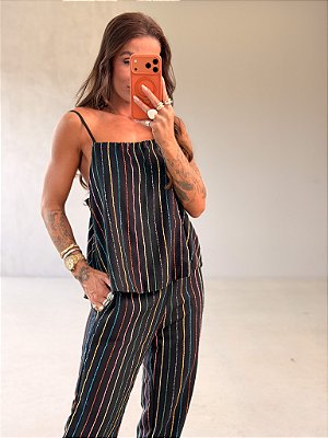 CONJUNTO VIVIANE BLUSA + CALÇA PRETA