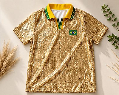 Camiseta Paetê Brasil - Cores