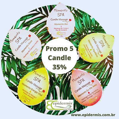 Kit Promoção 5 Candle Massage com 35% de desconto.