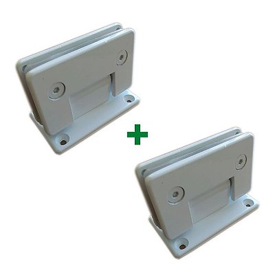 1012 - Dobradiça central para união v/a para porta blindex Branco - 2 unidades