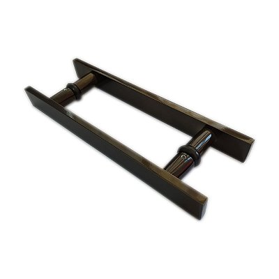 Puxador H duplo 30x20cm reto barra chata para porta de vidro e portão - Bronze