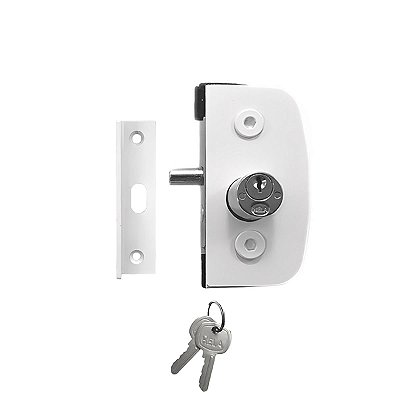 Fechadura 1520 + contra fechadura 1504A v/a para porta de vidro temperado blindex - Branco