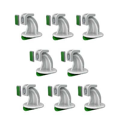 Prendedor de porta magnético adesivo para porta pivotante Branco - 8 unidades