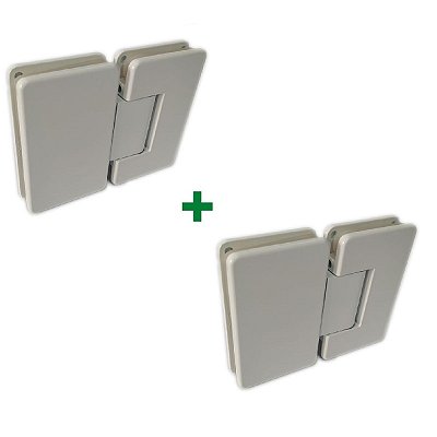 1010 - Dobradiça central para união v/v para porta de vidro temperado blindex Branco - 2 unidades