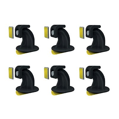 Prendedor de porta magnético adesivo para porta pivotante Preto - 6 unidades