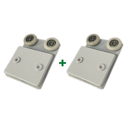 1126 D - Roldana dupla tipo carrinho semi-convexa para vidro temperado blindex Branco - 2 unidades