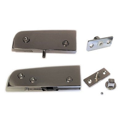 Kit dobradiças + pivôs para porta pivotante de vidro temperado blindex (Sistema tradicional opção mola) - Cromado