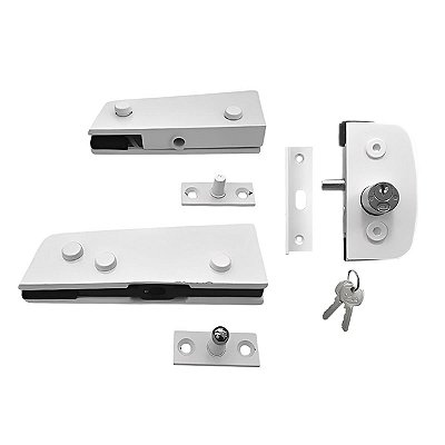 Kit porta pivotante para vidro temperado blindex v/a - Branco