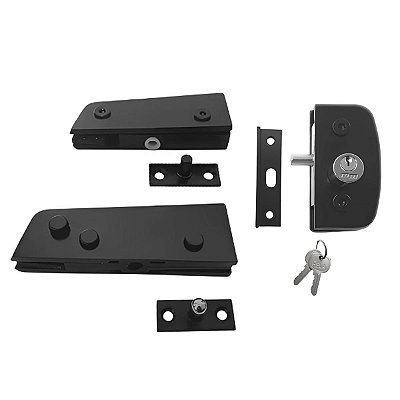 Kit porta pivotante para vidro temperado blindex v/a - Preto