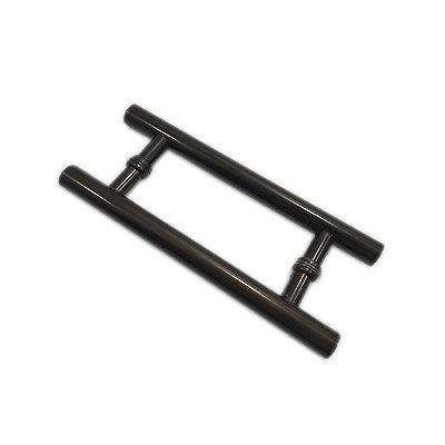 Puxador H duplo 30x20cm tubular p/ porta de vidro - Bronze