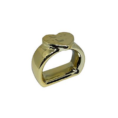 Porta Guardanapo Cerâmica Coração - Metalizado Dourado