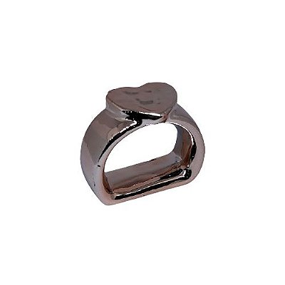 Porta Guardanapo Cerâmica Coração - Metalizado Rose Gold
