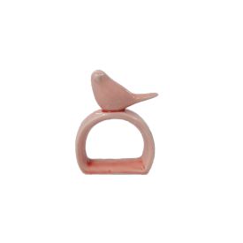 Porta Guardanapo Cerâmica Pássaro - Rosa Salmão