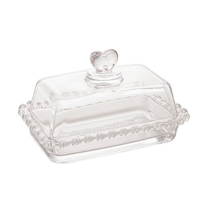 Manteigueira com Tampa de Cristal Bolinha de Coração
