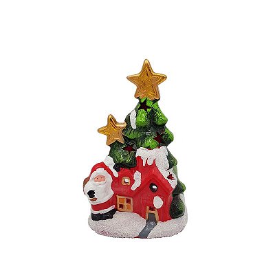 Árvore de Natal com Papai Noel Decorativa Porta Vela