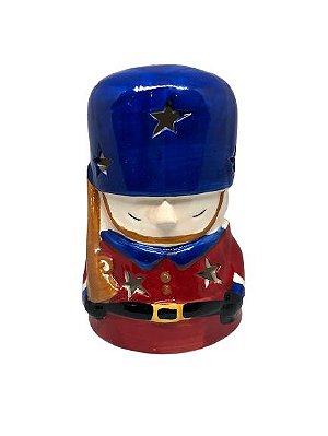 Guarda Real Natalino Decorativo Porta Vela - Azul