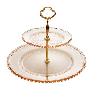 Prato Duplo Para Doce de Cristal Pearl Âmbar - Wolff