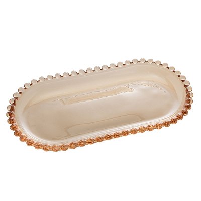 Travessa de Cristal Pearl Oval 24x12x2cm Âmbar - Wolff