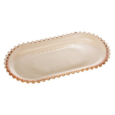 Travessa de Cristal Pearl Oval 30x15cm Âmbar - Wolff