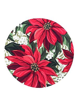 Capa para Sousplat de Tecido Estampado 35cm - Flor de Natal