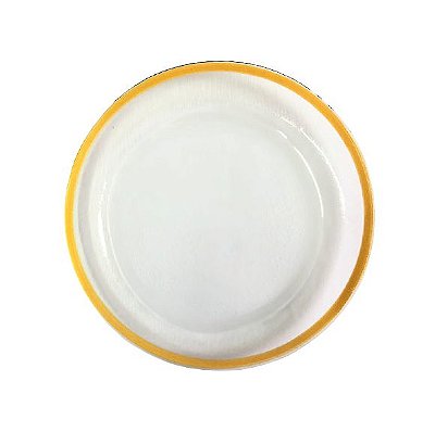 Prato de Sobremesa de Vidro com Filete Dourado - 18cm