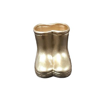 Vaso Botinha em Cerâmica - Dourada
