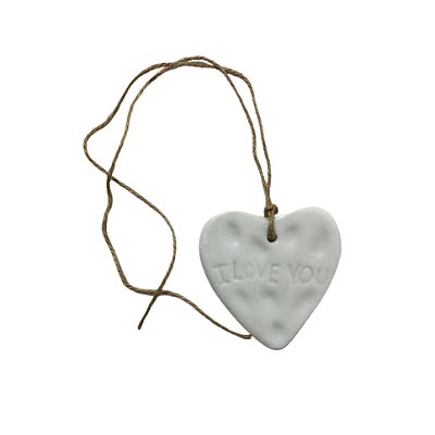 Penduricalho de Coração em Porcelana - I Love You