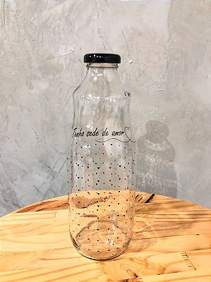Garrafa de Vidro Tenho Sede de Amor - 1 Litro