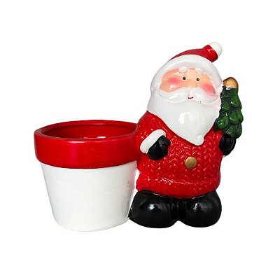 Papai Noel com Cachepot em Cerâmica