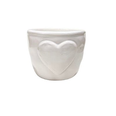 Cachepot de Cerâmica Coração - Branco